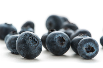 Blueberries on white background.