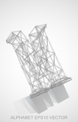 Vector illustration of a Pencil sketched M. Hand drawn 3D M.