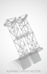 Vector illustration of a Pencil sketched H. Hand drawn 3D H.