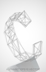 Vector illustration of a Pencil sketched C. Hand drawn 3D C.