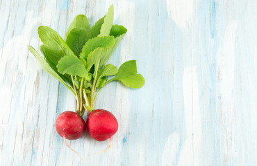 radishes on a white table