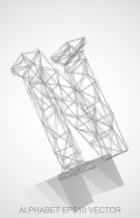 Vector illustration of a Pencil sketched N. Hand drawn 3D N.