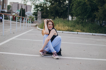 Fototapeta premium Stylish girl on a walk