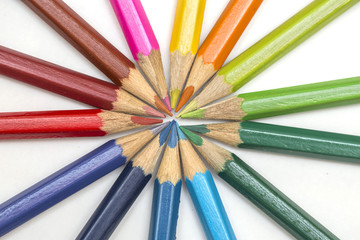 Naklejka premium Group of color pencils on white background