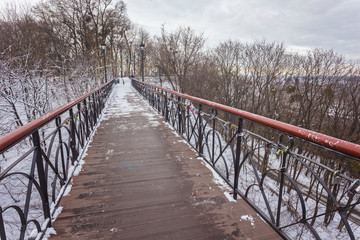 Naklejka premium Iron bridge over a pond