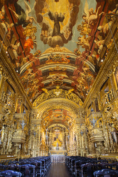 Baroque interior of the church of Order of St. Francis of Penitence (Ordem Terceira Sao Francisco Penitencia) by Xavier de Brito, Rio de Janeiro, Brazil