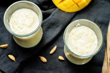 Mango Lassi. Indian sweet yogurt