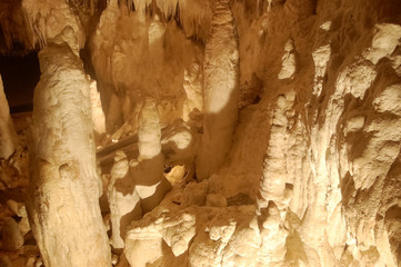 Stalagmites in the cave, Slovakia.