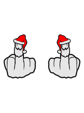 2 hands christmas santa claus santa claus santa claus beard gifts show stinkfinger middle finger symbol fuck you off insult fick you nasty