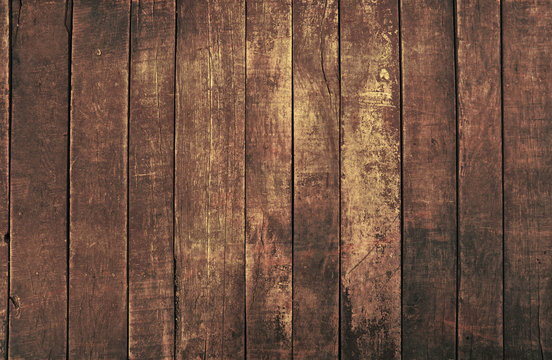 Fototapeta Old vintage dark brown wooden planks background