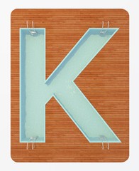 pool in the shape of letter K 3d rendering