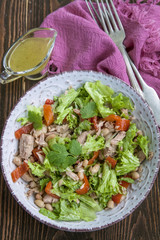 Tuna salad with lettuce, beans and bell pepper