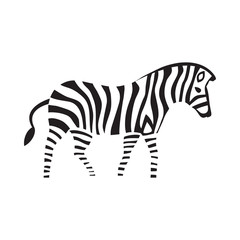 Zebra silhouette on the white striped