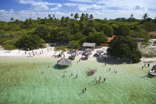 Aerial of lake near Jericoacoara, Ceara, Brazil