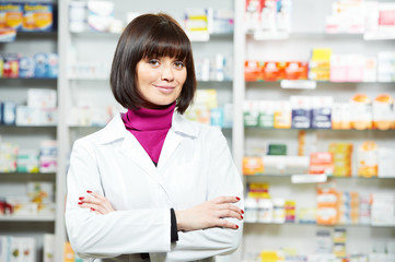 pharmacceutist woman worker in drug store