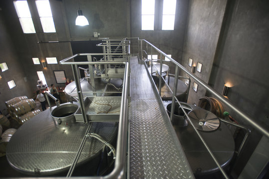 Wine in fermentation tanks in the Uco Valley near Mendoza, Argentina