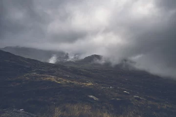 Fototapeten Cloud Capped Snowdonian Hills, Toned Mountainous Landscape © Eddie Cloud