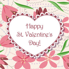 Happy St valentines day floral card