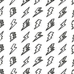 Seamless drawing pattern with thunderbolts