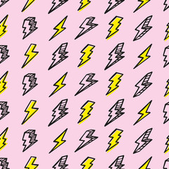 Seamless drawing pattern with thunderbolts