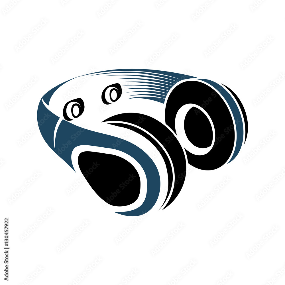 Aufkleber isolated vr headset logotype on white background. black color virtual reality helmet logo. head-moun