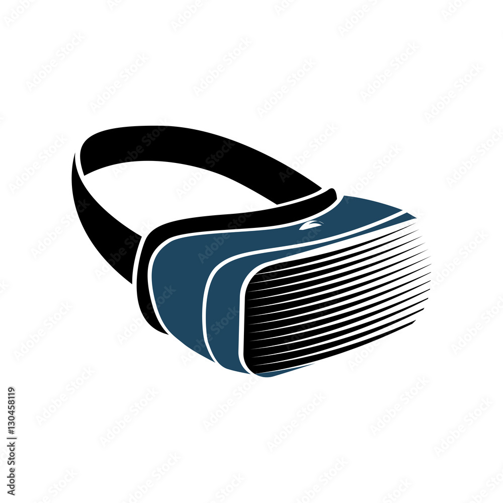 Poster isolated vr headset logotype on white background. black color virtual reality helmet logo. head-moun