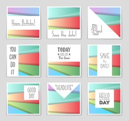 Obraz premium Abstract vector layout background set. For art template design, list, page, mockup brochure theme style, banner, idea, cover, booklet, print, flyer, book, blank, card, ad, sign, sheet, a4.