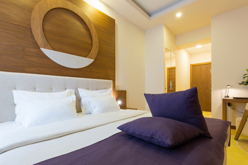 Fototapeta na wymiar Interior of a luxury hotel bedroom