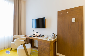 Interior of a modern new hotel room