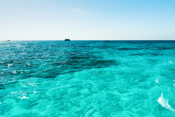 Beautiful sea water surface panorama and wide