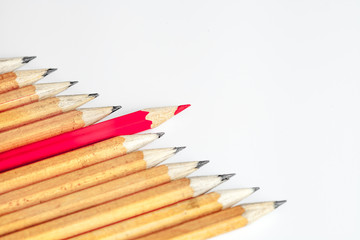 concept selection options with pencils on white background top view