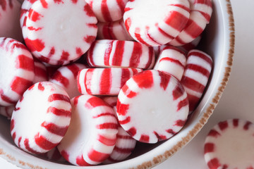Peppermint Candy Discs in a Bowl