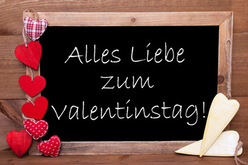 Fototapeta na wymiar Chalkbord, Hearts, Valentinstag Means Valentines Day