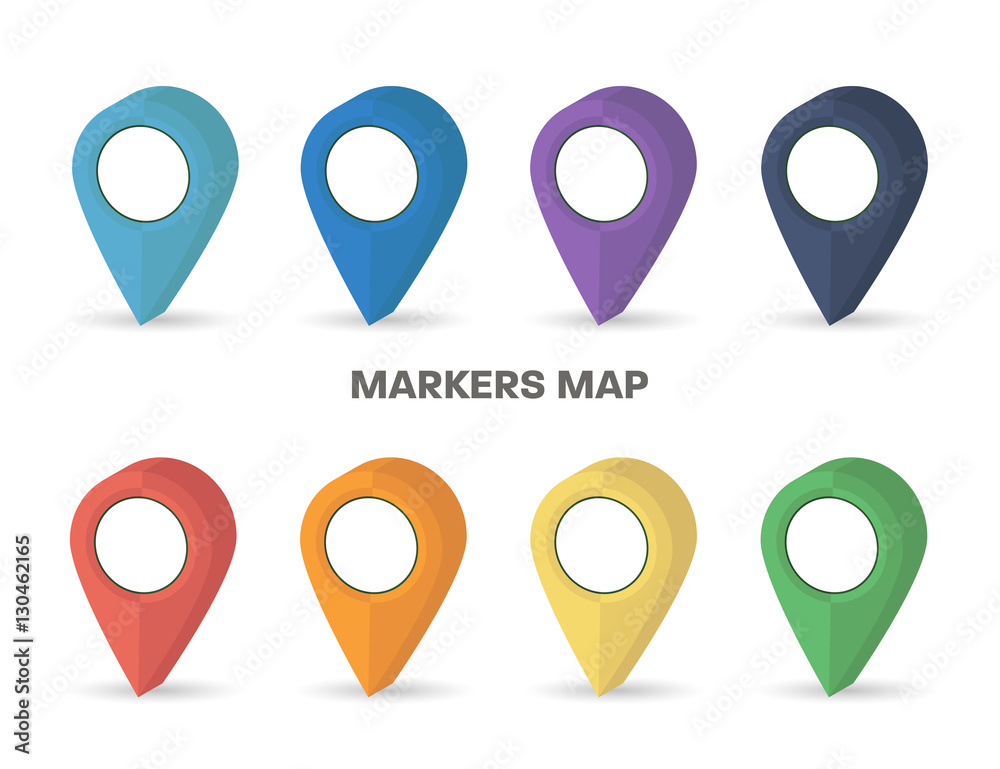 Canvas Prints markers map rainbow colors set with shadow