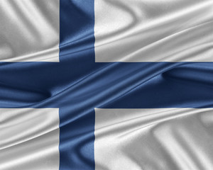 Obraz premium Finland flag with a glossy silk texture.