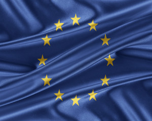 Europe Union flag with a glossy silk texture.