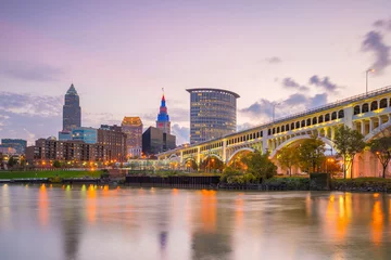 Fototapete Rund Blick auf die Innenstadt von Cleveland © f11photo
