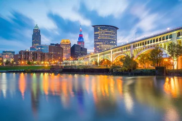Fototapeten Blick auf die Innenstadt von Cleveland © f11photo