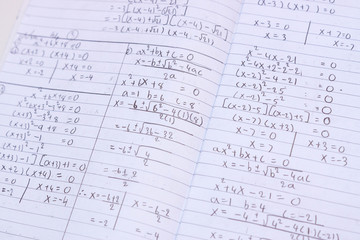Fototapeta premium Doing difficult math homework / Solving Exponential Equations