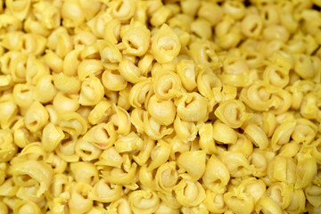 Italian tortellini dry pasta background