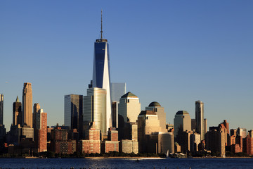 Obraz premium ワンワールドトレードセンターとフィナンシャルディストリクト