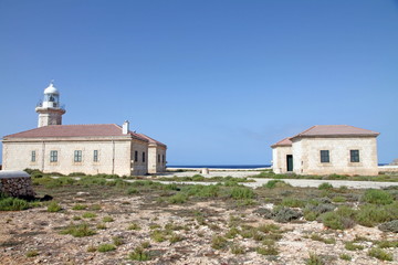Fototapeta premium Punta Nati lighthouse, Ciudadella, Minorca, Balearic islands, Spain