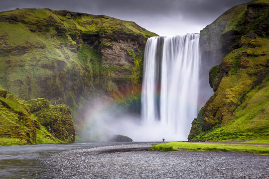 Skogafoss waterfall situated on the Skoga River in the South Region, Iceland