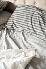 Bed in grey close up