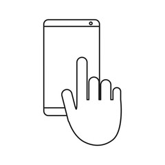 hand touch mobile phone chat talk outline vector illustration eps 10