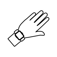 hand and smart watch wearable technology outline vector illustration eps 10