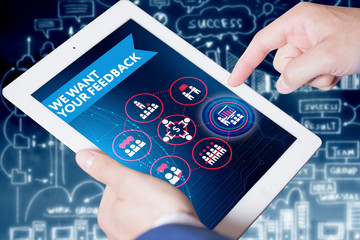 Business, technology, internet and networking concept. Young bus