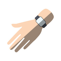 hand with smart watch trendy wearable shadow vector illustration eps 10