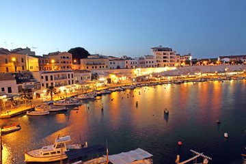 Obraz premium Cales Fonts at dusk, Es Castell, Minorca, Balearic islands, Spain