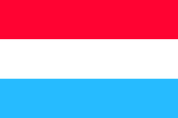 Waving flag of Luxembourg. Vector illustration of icon with red, white and lightblue colors.
